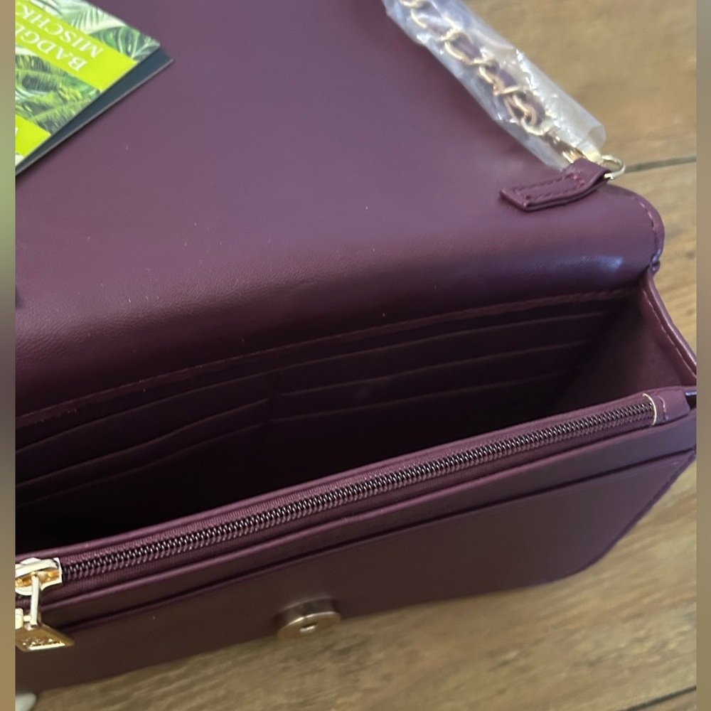 Badgley Mischka Collection Small Pleat
Crossbody Bag in Maroon - Picture 4 of 8